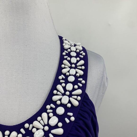 Soft Surroundings Dress Womens PS Small Petite Vibrant Purple Beaded Halter Maxi - Picture 4 of 16
